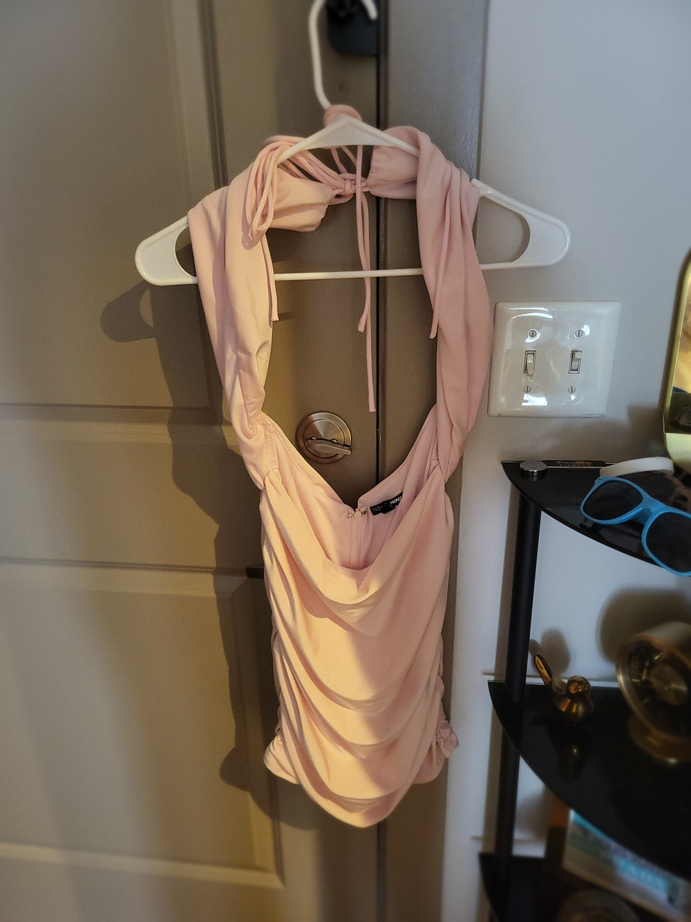 Fashion Nova Backless Halter Mini Dress - Light Pink